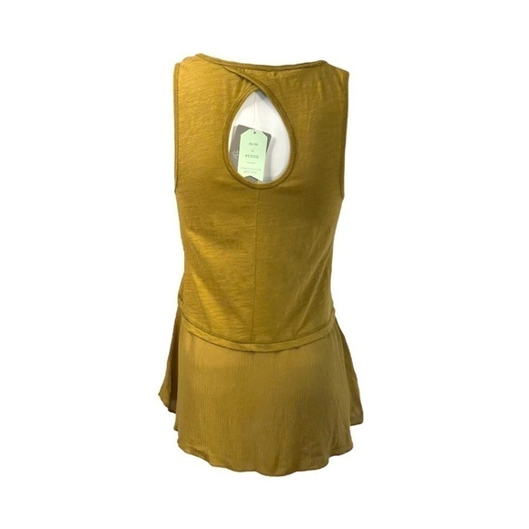 ANTHROPOLOGIE Little Yellow Button Henley Tank Top Green Sleeveless Women XS - Picture 2 of 7
